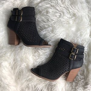 Brash Open Toed Black Booties